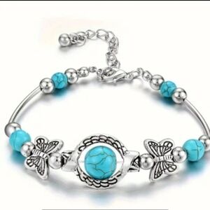 NWOT 1pc Turquoise Decor Bangle, With Butterfly Decoration
